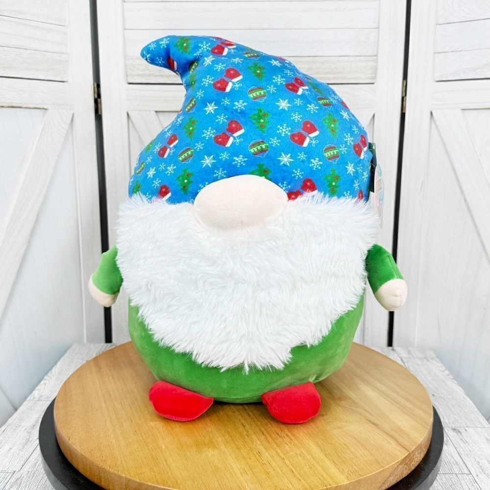 Smart Living Squishy Plush Christmas Holiday Gnome 14” Blue Green